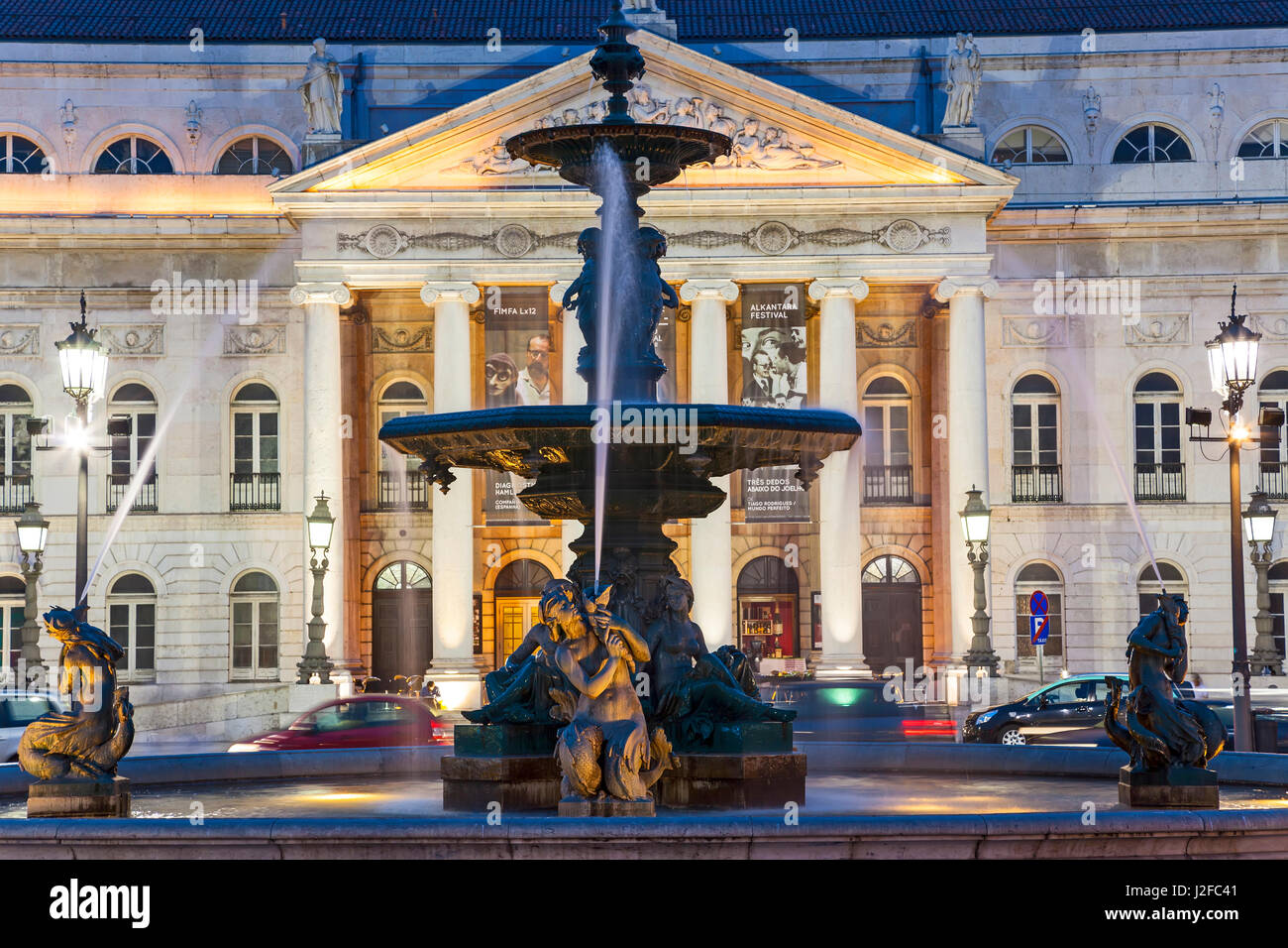 D. Maria II Teatro nazionale o Opera House, Praca D Pedro IV (Piazza Rossio), Lisbona, Portogallo Foto Stock