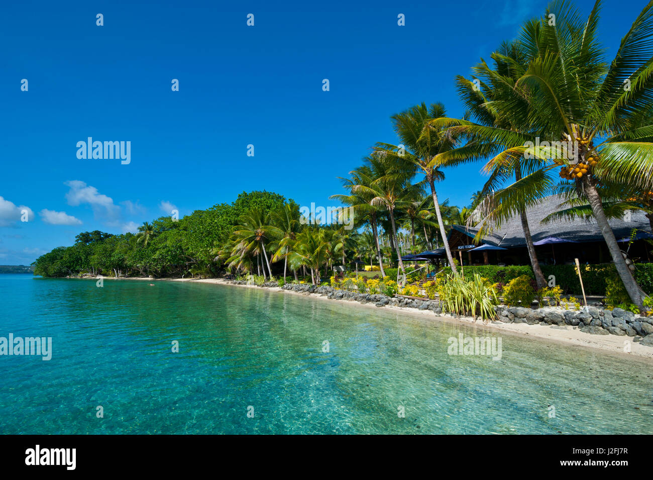 Spiaggia di Aore isoletta prima di Espiritu Santo Isola, Vanuatu, Sud Pacifico Foto Stock