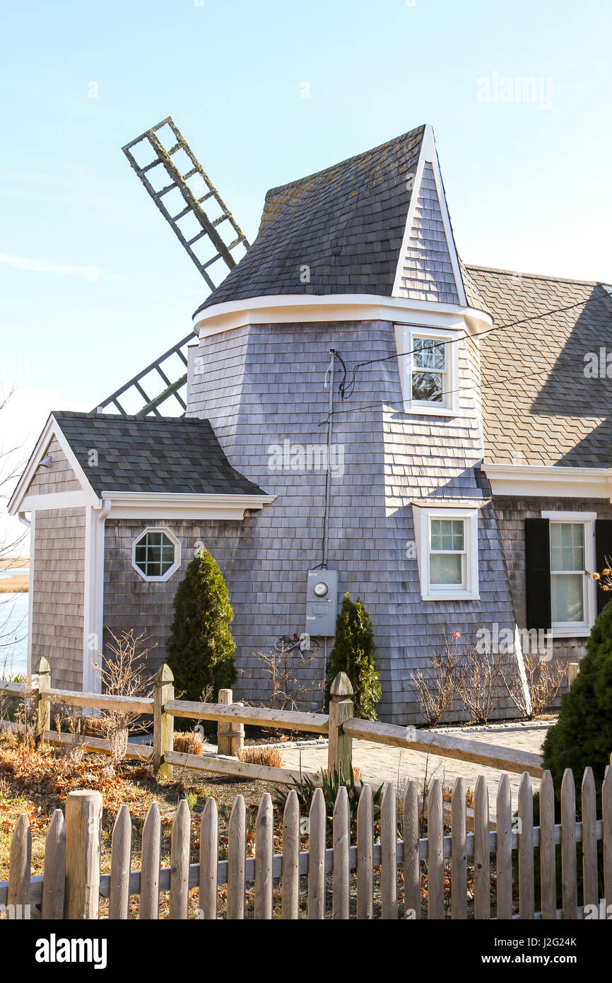 Mulino a vento-come struttura in una casa a South Yarmouth, Massachusetts, STATI UNITI D'AMERICA. (Solo uso editoriale). Foto Stock
