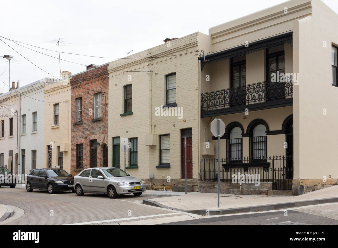 Tipica strada nel Pyrmont quartiere di Sydney, Australia Foto Stock