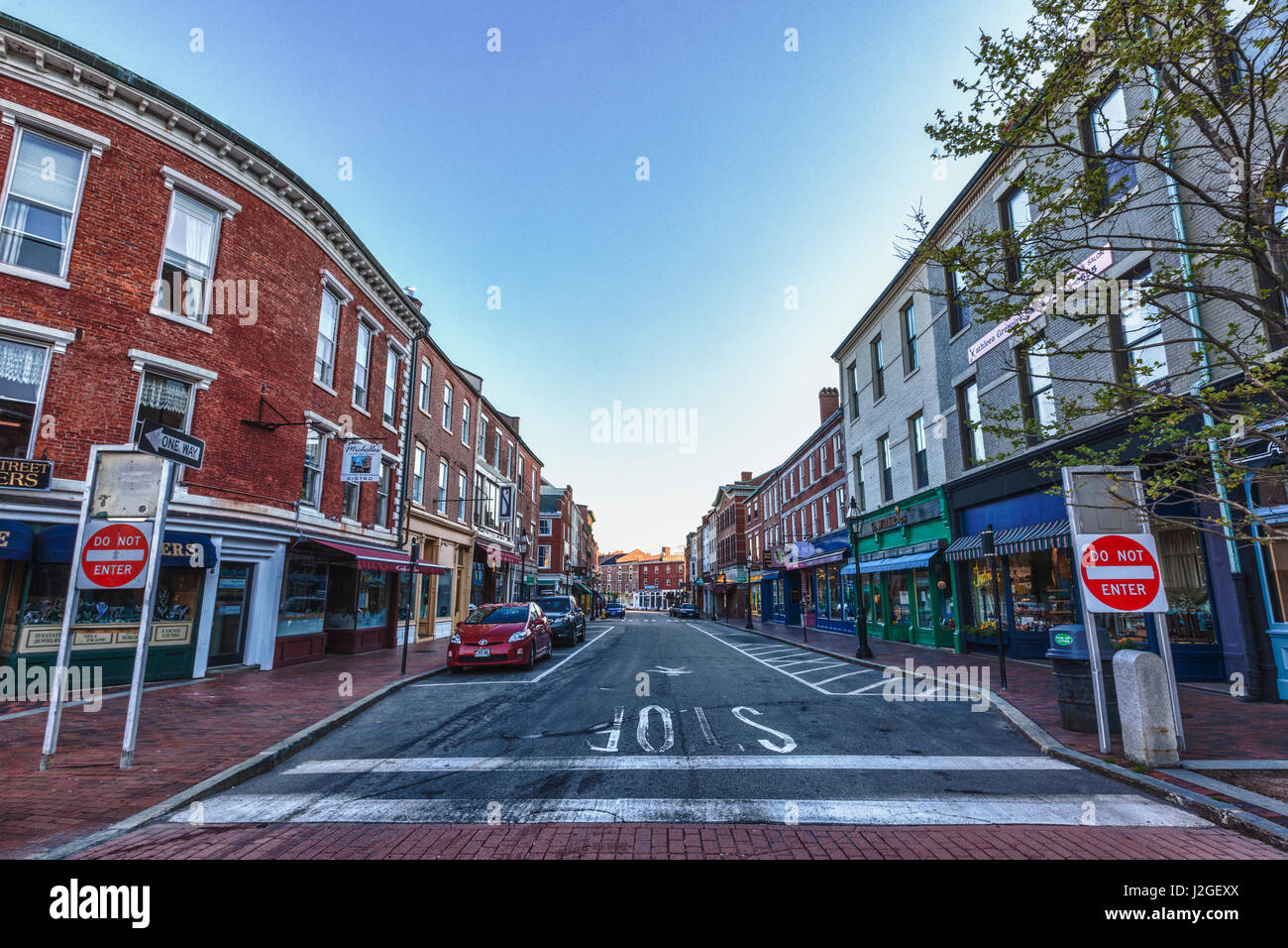 Market Street a Portsmouth, New Hampshire. Foto Stock