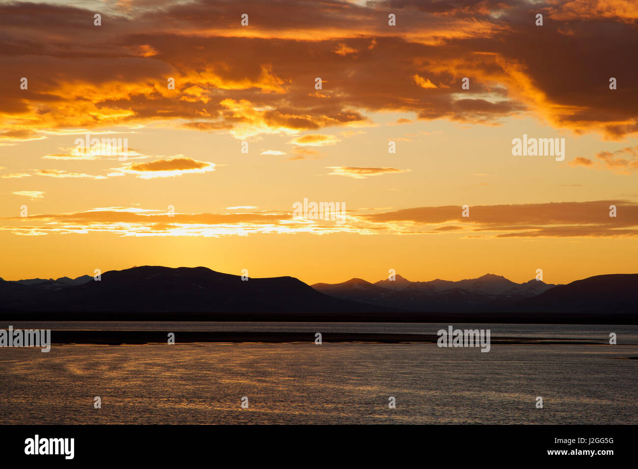 Il sole di mezzanotte, Seward Peninsula, Alaska Foto Stock