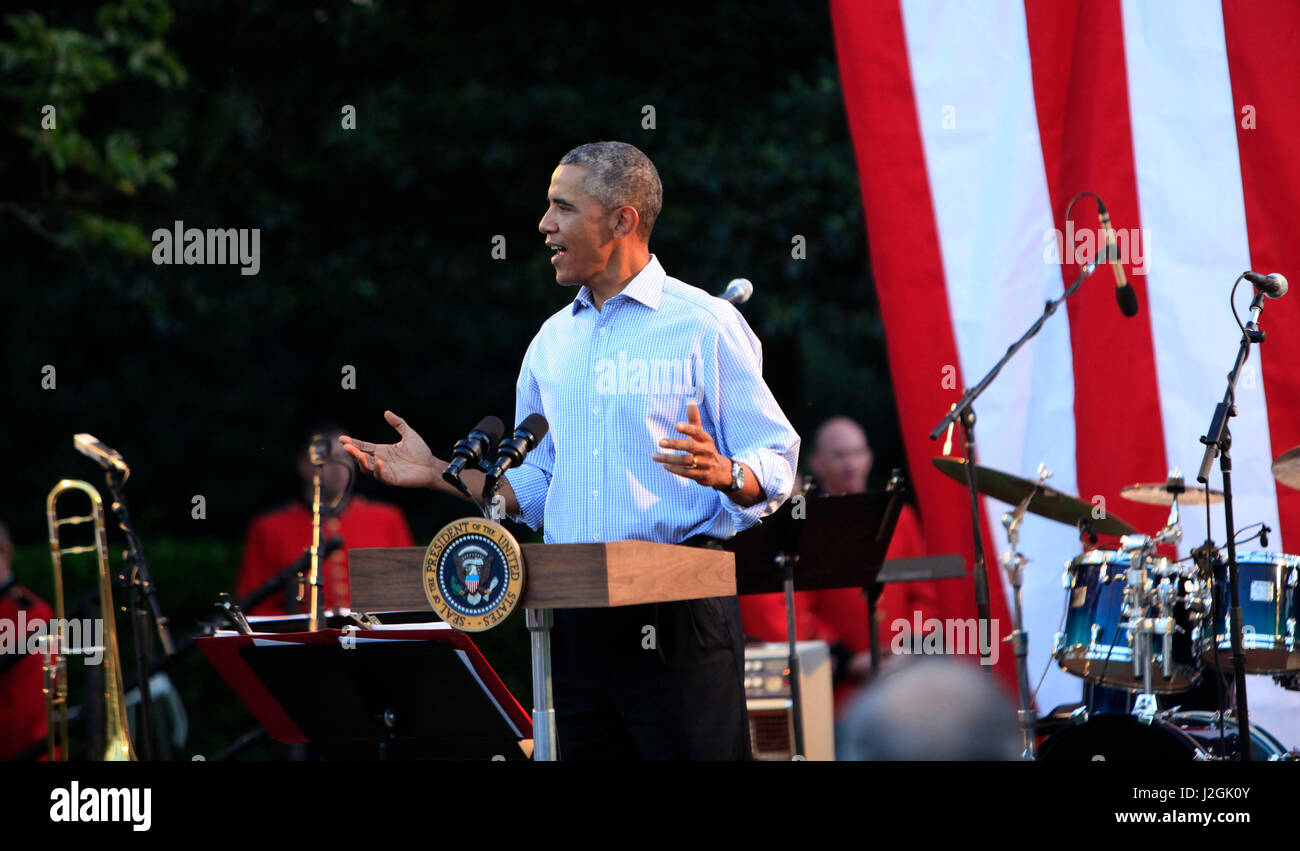 Il presidente Barack Obama ospita il Congressional Picnic sulla South Lawn della Casa Bianca per il 17 settembre, 2014 Foto Stock