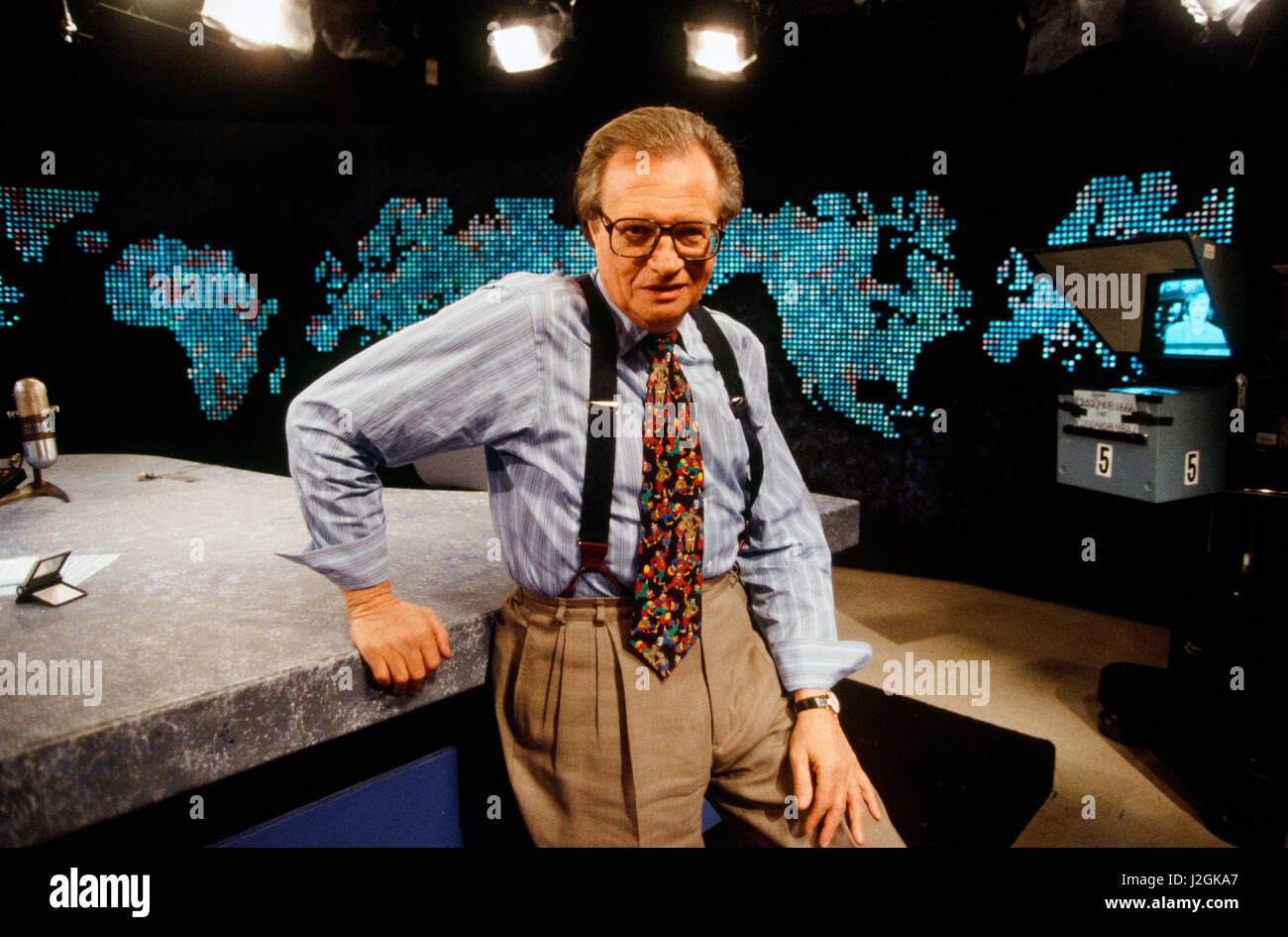 Larry King sul set del suo show sulla CNN 6.1.1994 Foto Stock