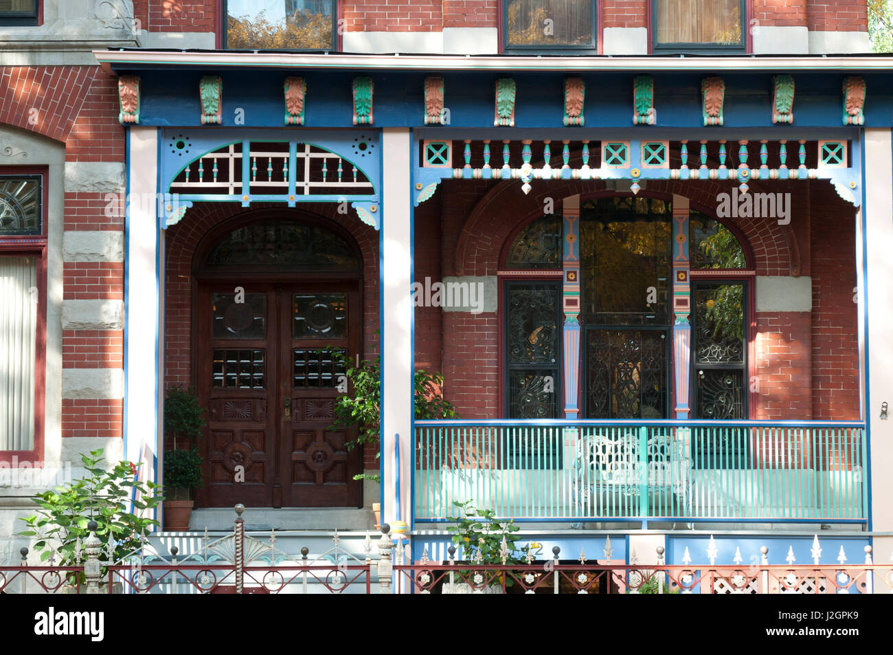 Coloratissima Casa vittoriana su Sedgwick Street in Lincoln Park di Chicago Foto Stock