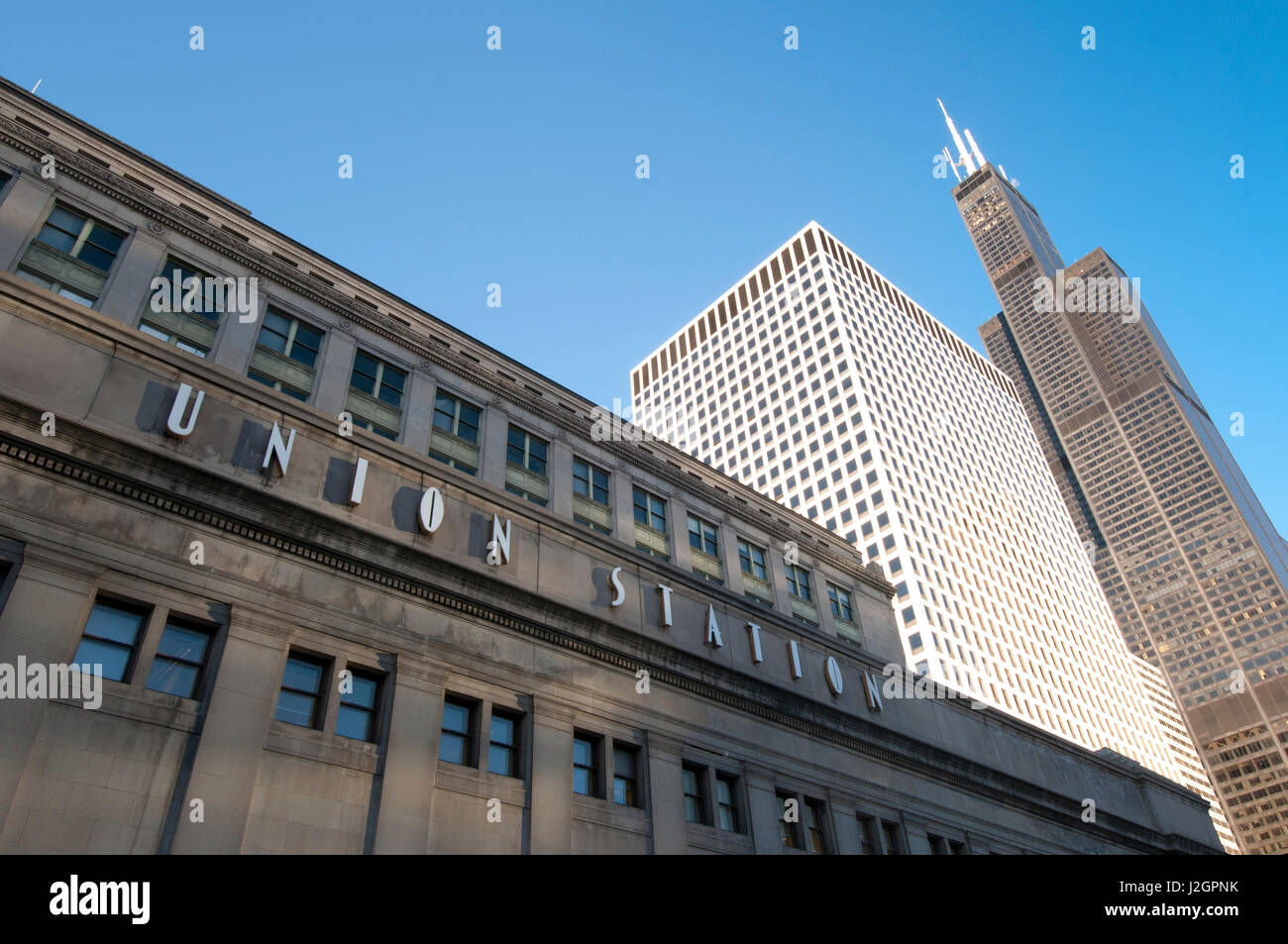 Esterno della stazione di unione a Chicago, aperto 1925 Foto Stock