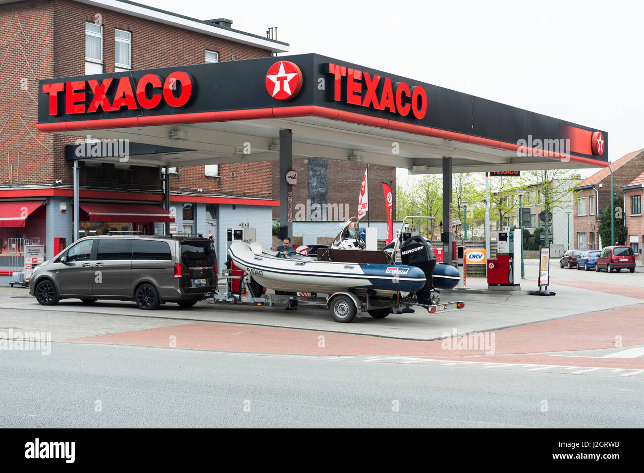 Texaco logo alla stazione di benzina Foto Stock