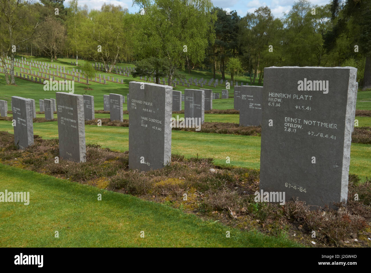 Pietre grave presso il Cimitero di Guerra Tedesco si trova a Cannock Chase. Staffordshire Foto Stock