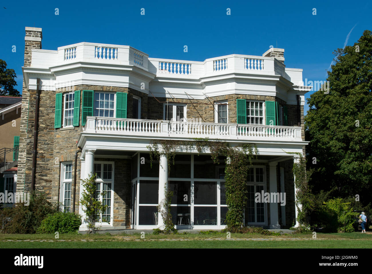 New York, Hyde Park. La casa di Franklin Delano Roosevelt National Historic Site e il Parco Nazionale. Springwood, FDR la casa dell'infanzia che ha continuato a visitare in tutta la sua vita. Foto Stock