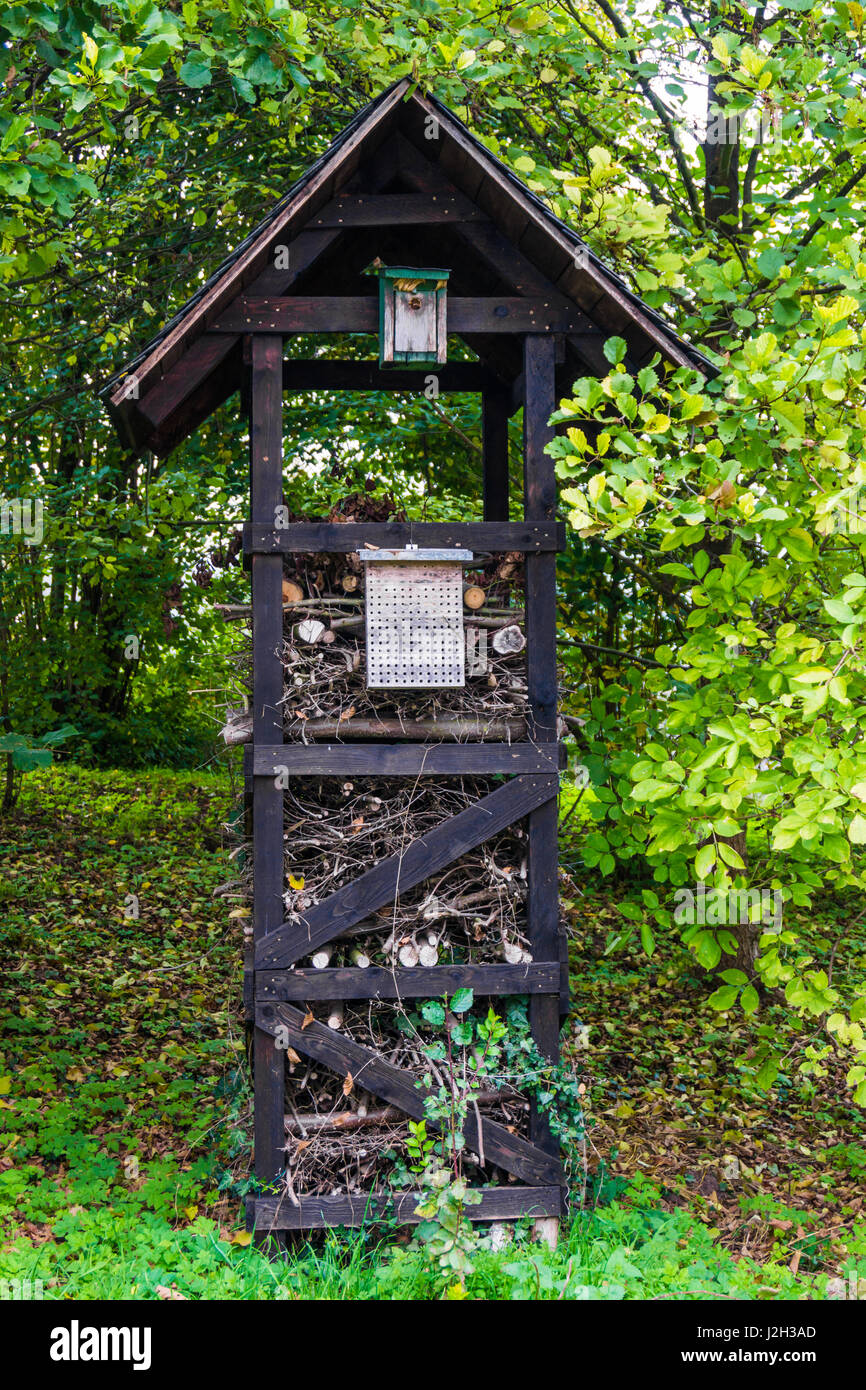 Hotel di insetti. Legno casa di insetto Foto Stock