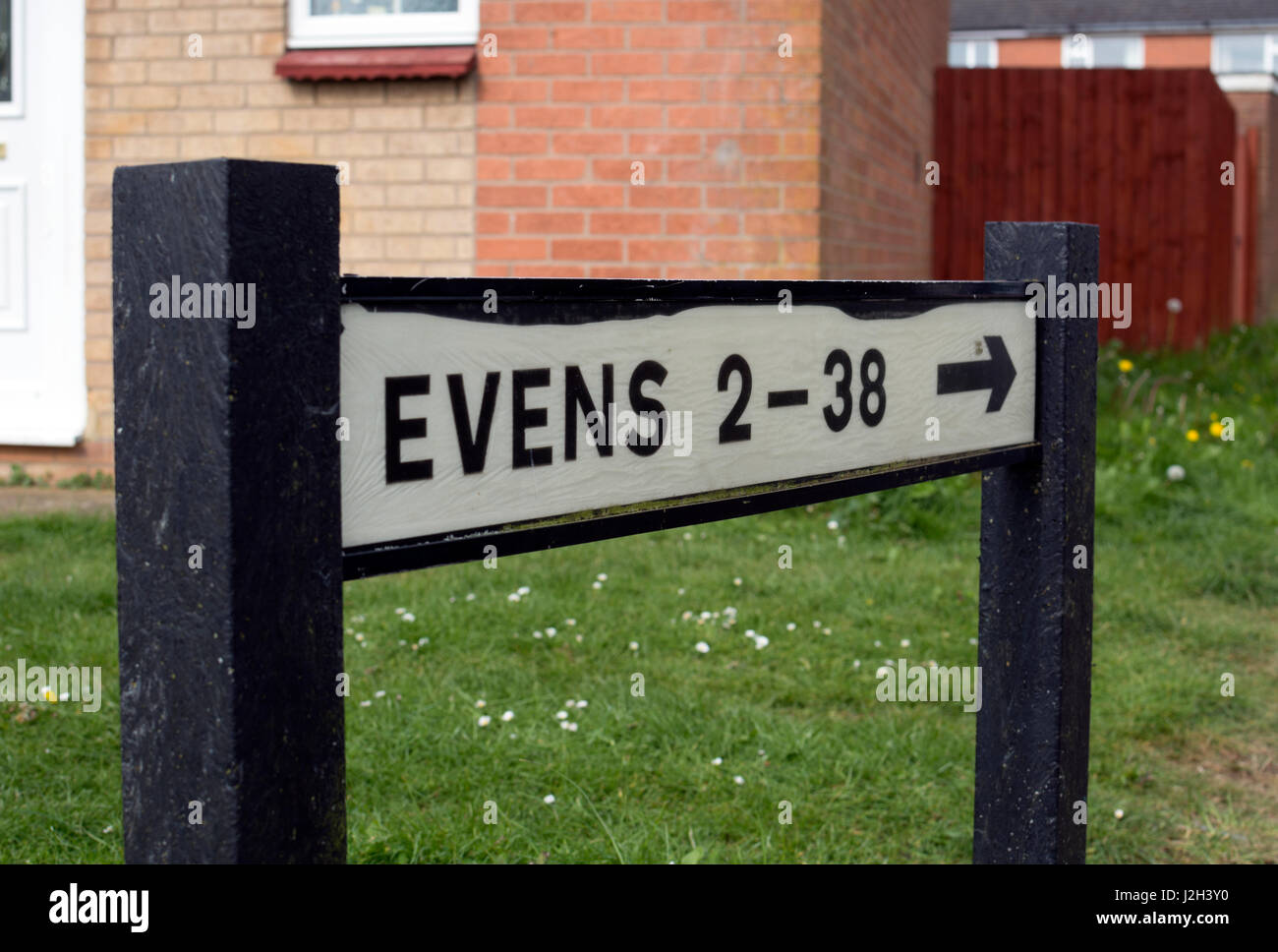 Segno per anche case numerate, Banbury, Regno Unito Foto Stock