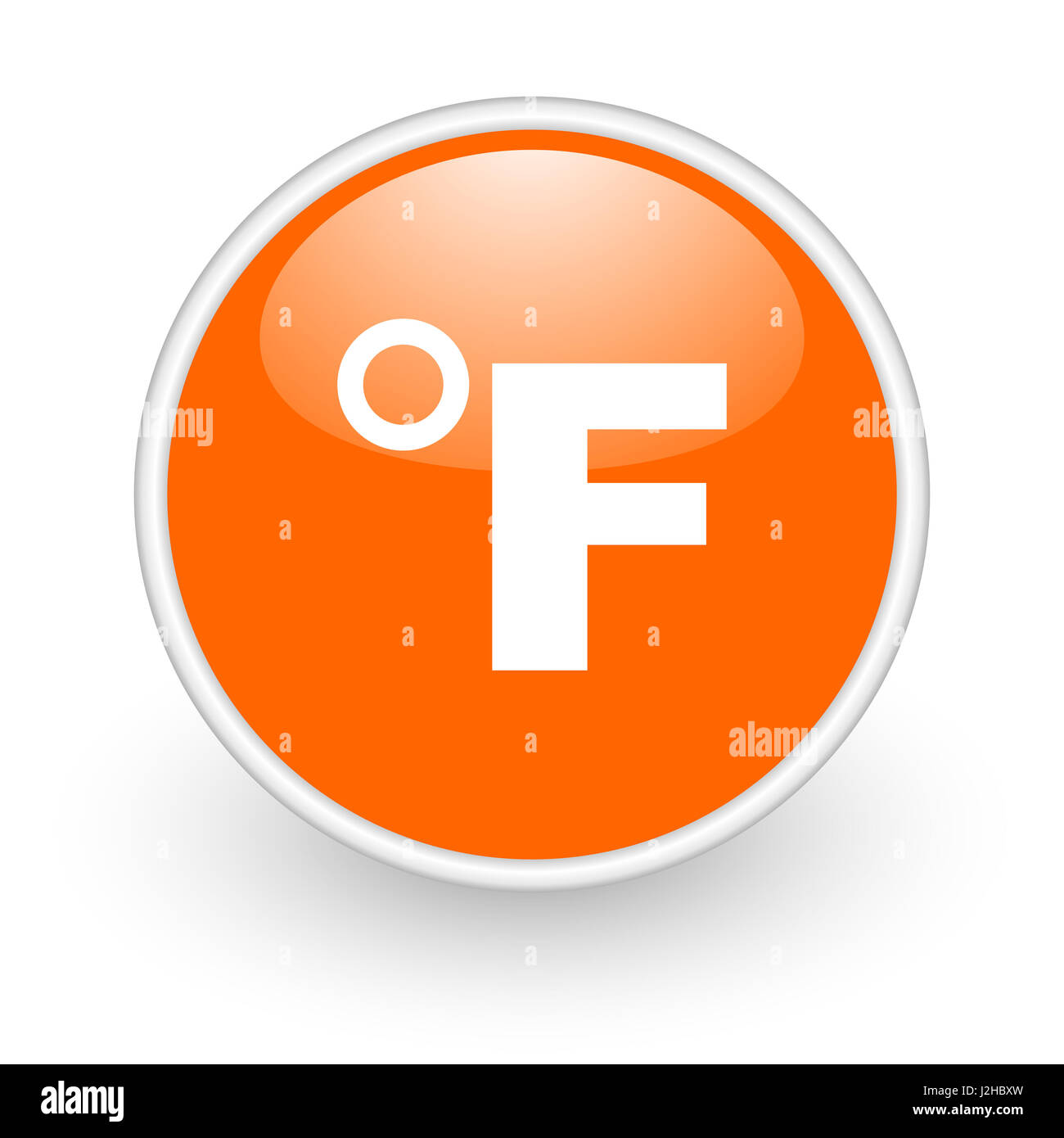 Fahrenheit design moderno di colore arancione lucido web, icona su sfondo bianco. Foto Stock