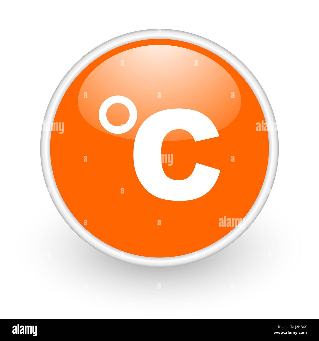 Celsius design moderno di colore arancione lucido web, icona su sfondo bianco. Foto Stock