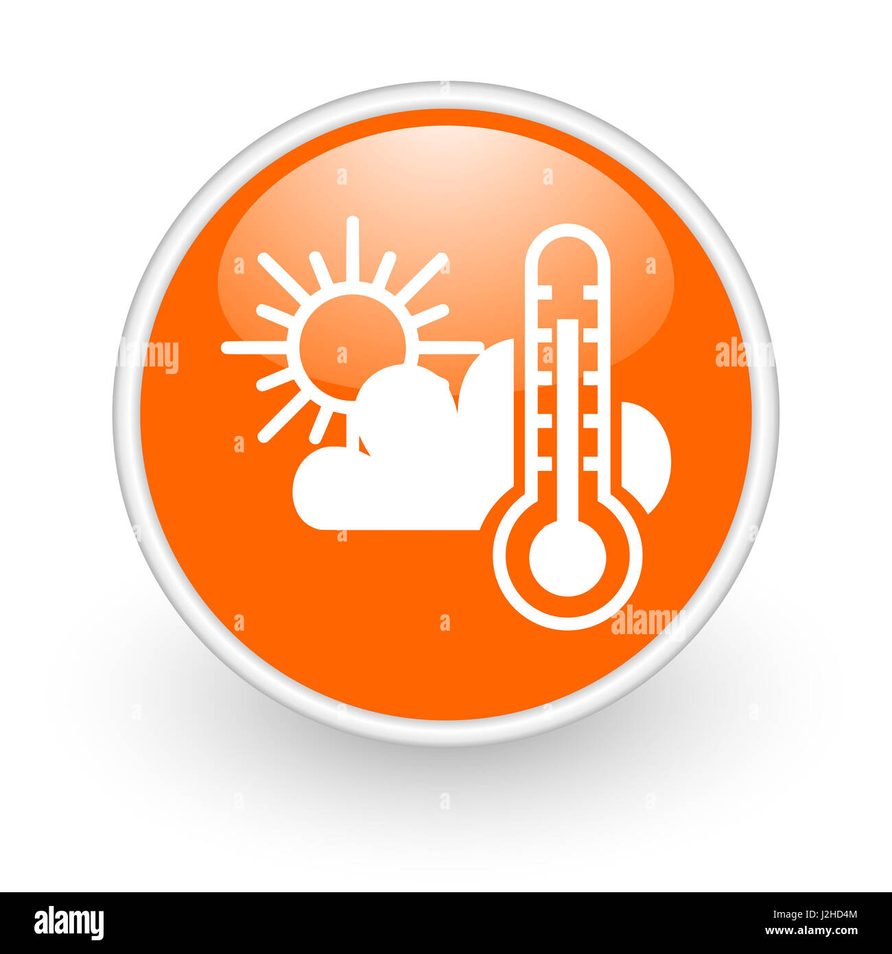 Previsioni meteo design moderno di colore arancione lucido web, icona su sfondo bianco. Foto Stock