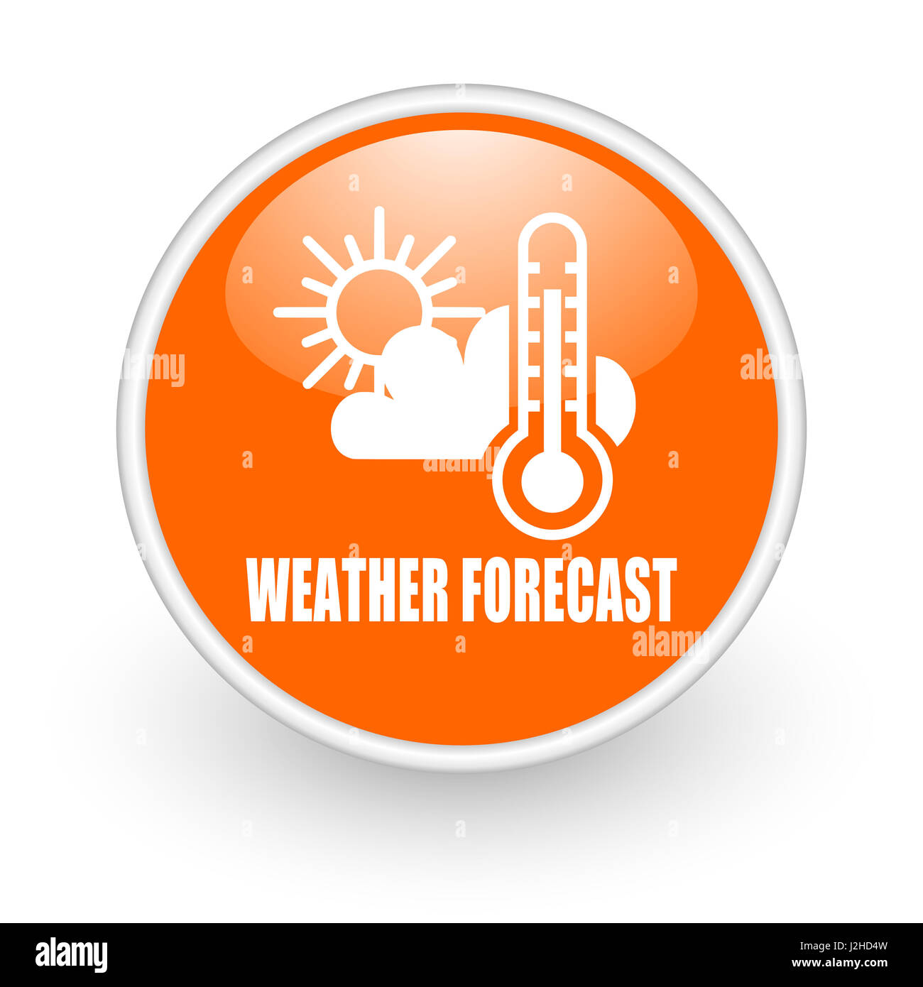 Previsioni meteo design moderno di colore arancione lucido web, icona su sfondo bianco. Foto Stock