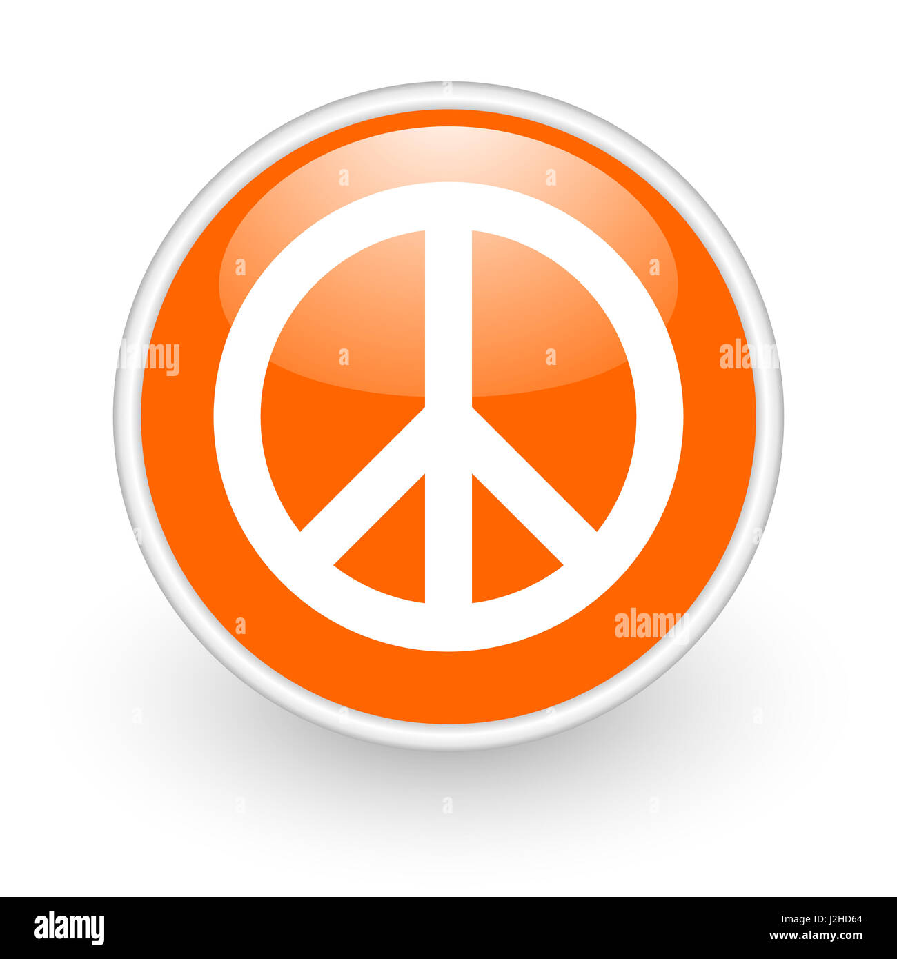 La pace di design moderno di colore arancione lucido web, icona su sfondo bianco. Foto Stock