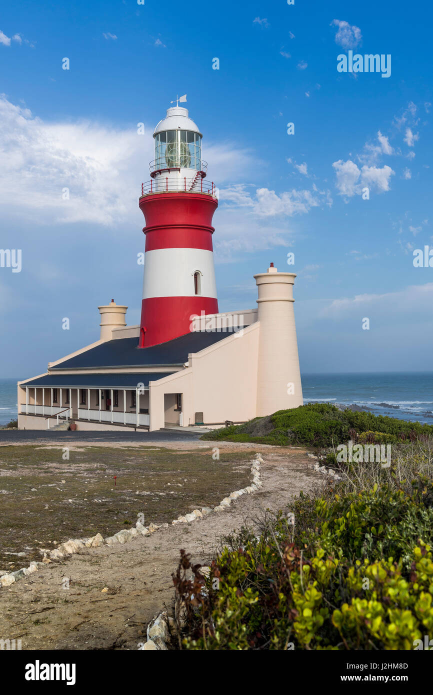 Faro di Cape Agulhas, provincia di Western Cape, Sud Africa Foto Stock