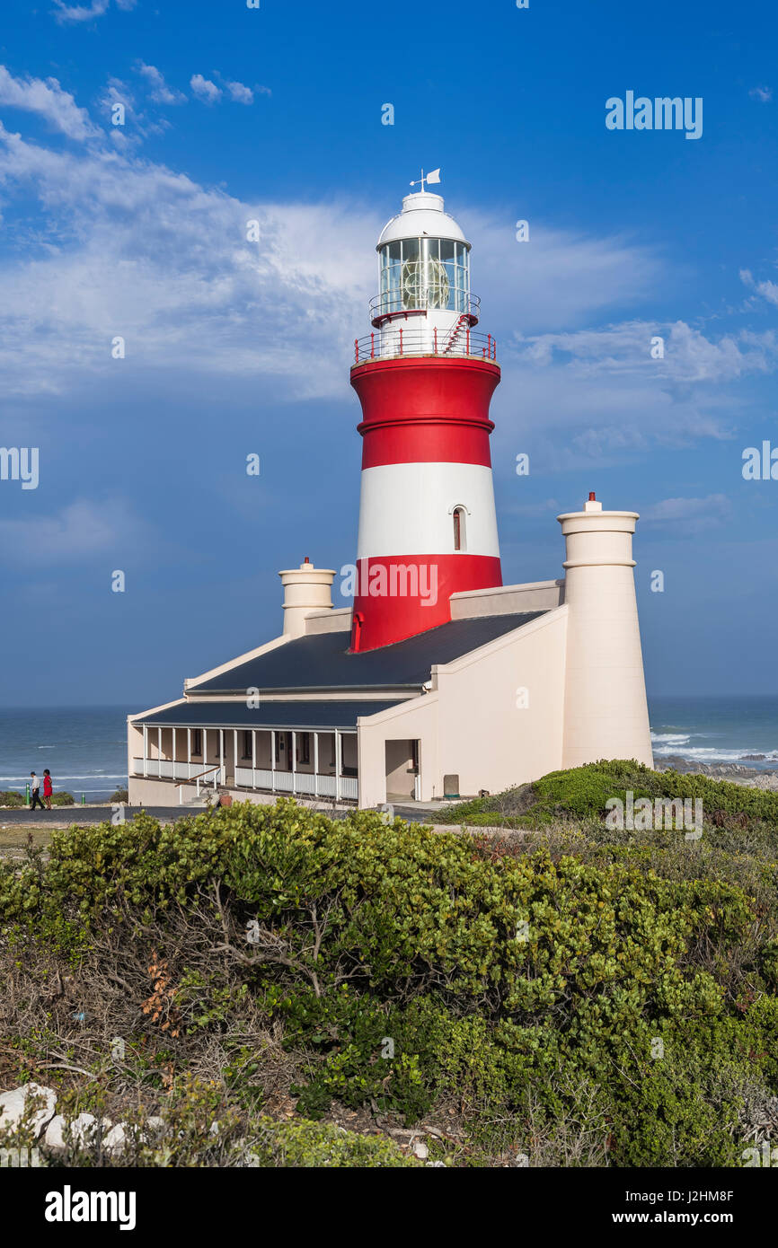 Faro di Cape Agulhas, provincia di Western Cape, Sud Africa Foto Stock
