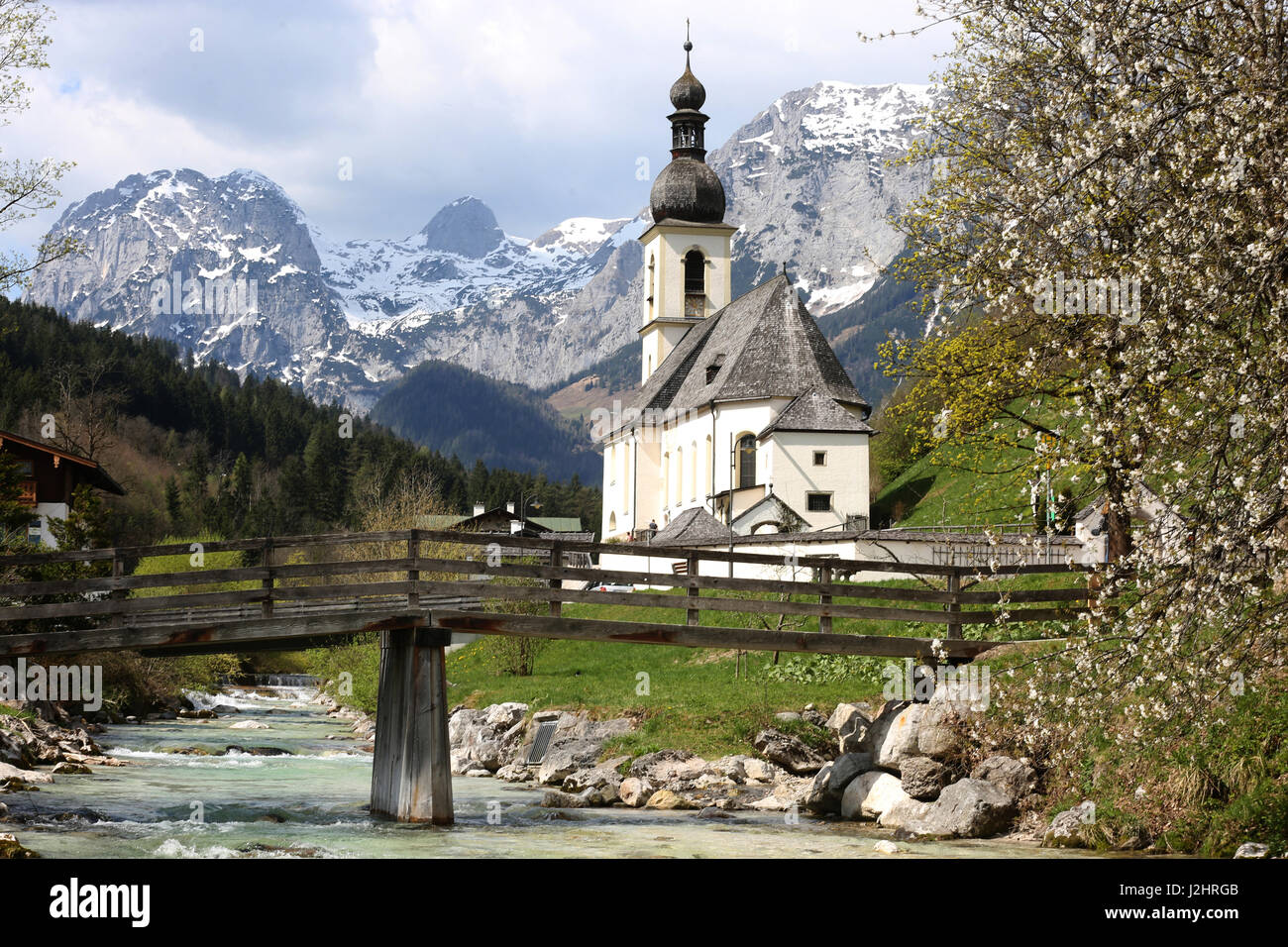 La Chiesa di San Sebastiano a Ramsau ,Berchtesgaden Foto Stock