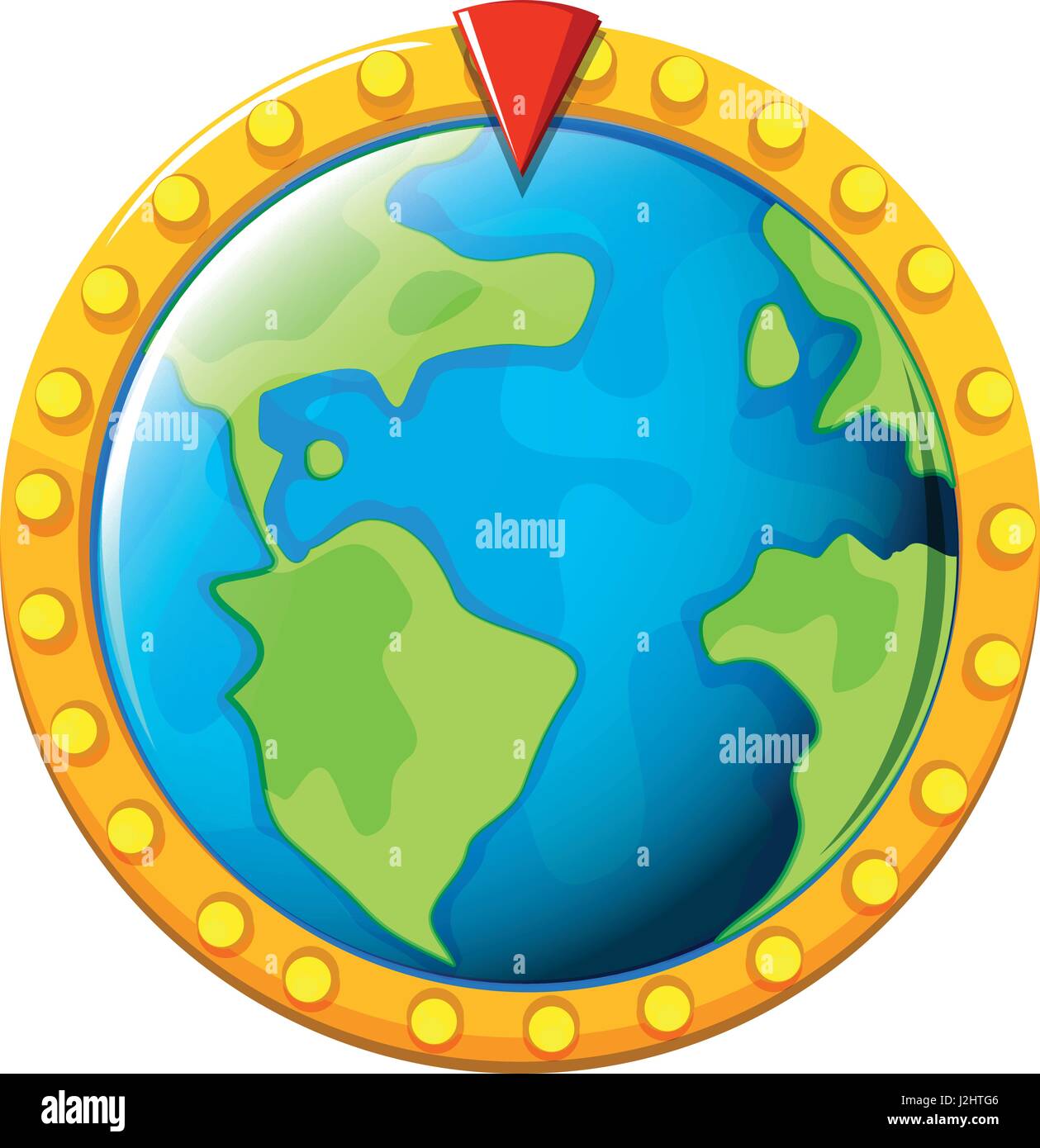 Scheda di gioco con la terra in medio illustrazione Illustrazione Vettoriale