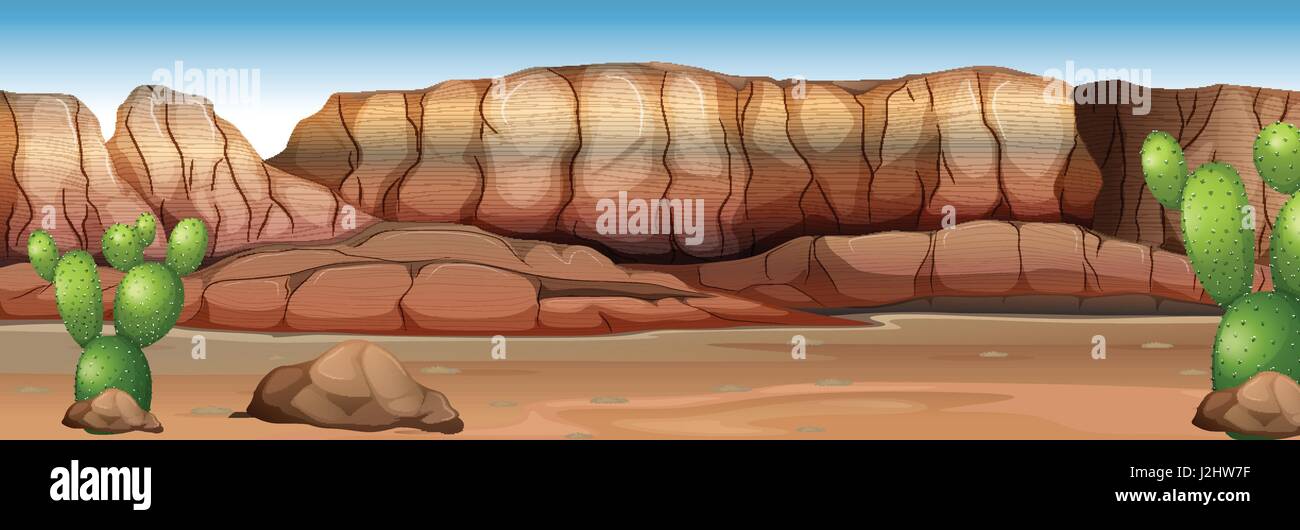 Canyon di scena a illustrazione diurna Illustrazione Vettoriale