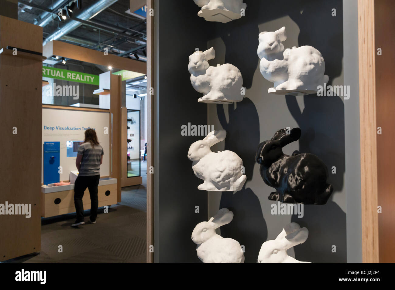 Seattle, Washington: modelli 3D della Stanford Bunny sul display nel vivere il computer: Museo + Labs. Sviluppato presso la Stanford University nel 1994, la Foto Stock