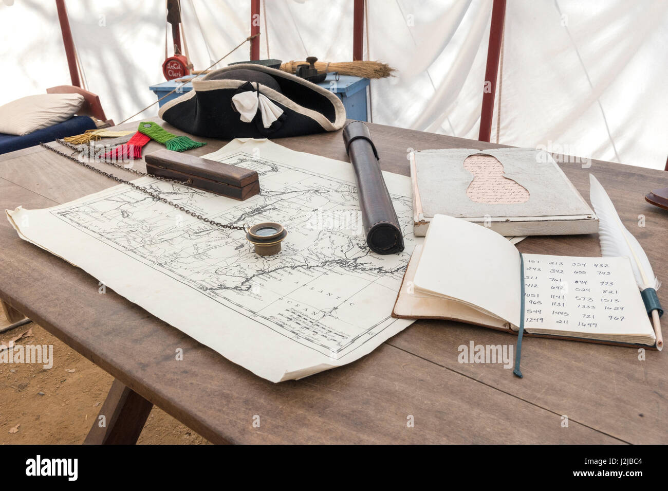 Stati Uniti d'America, Virginia, Yorktown Victory Center, esercito continentale encampment, campo di accoglienza Foto Stock