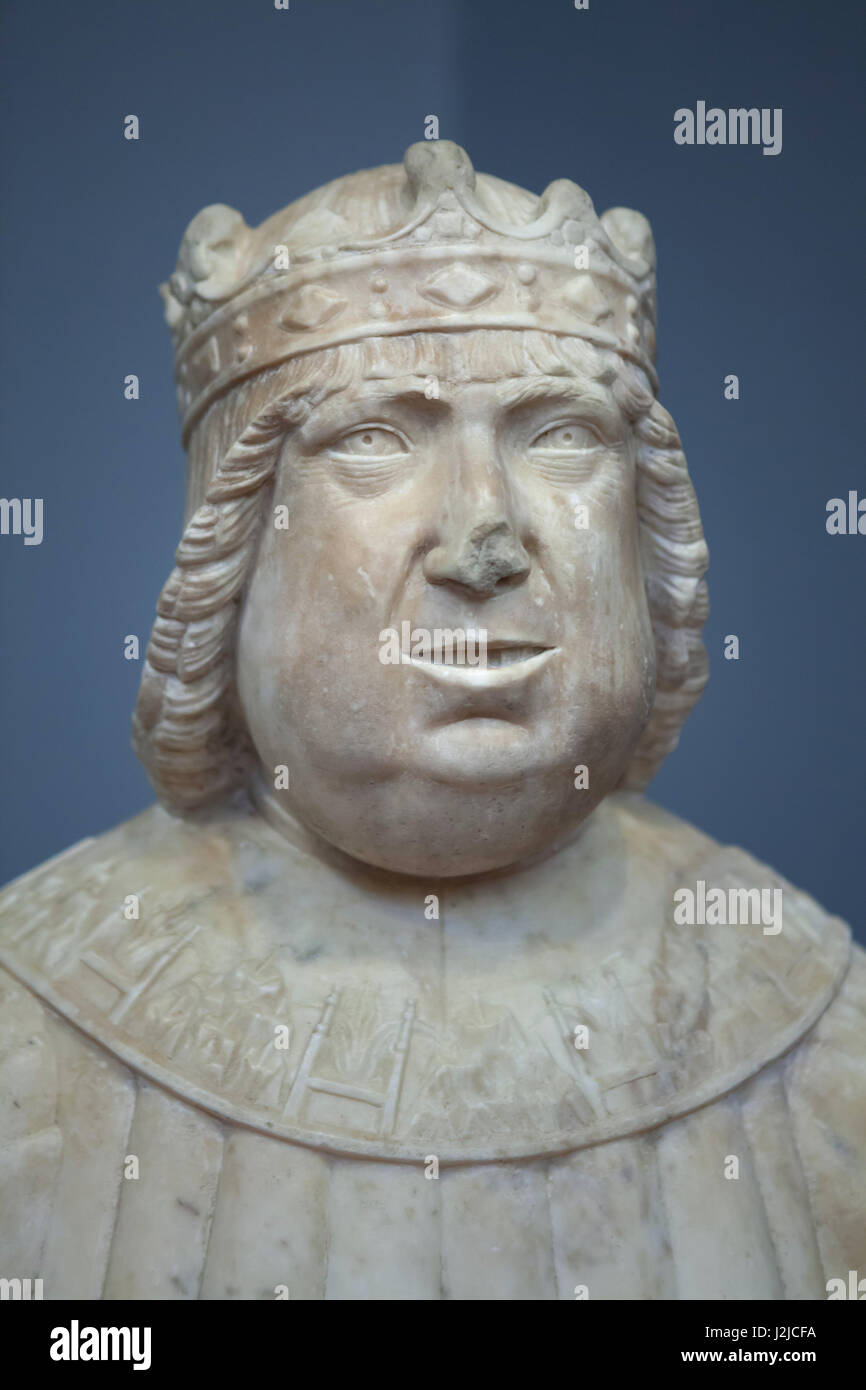 Re Ferdinando I di Napoli, chiamato anche Ferrante (Regno 1458 a 1494). Busto in marmo da un Re Ferdinando I di Napoli, chiamato anche Ferrante (Regno 1458 a 1494). Busto in marmo da un