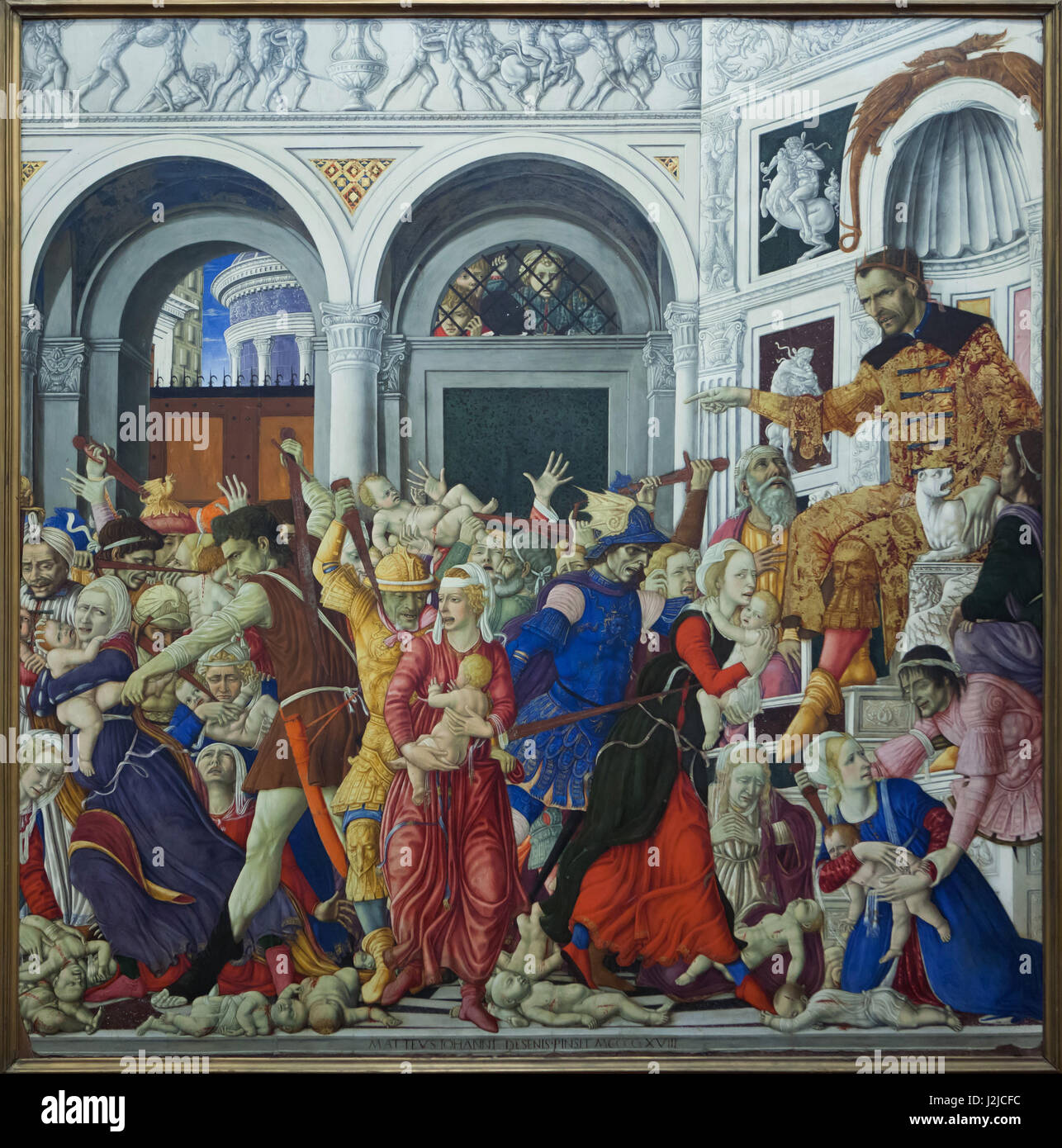 Pittura 'Massacre degli innocenti" dagli italiani pittore rinascimentale di Matteo di Giovanni (1481-1488) sul display al Museo di Capodimonte di Napoli, campania, Italy. Foto Stock