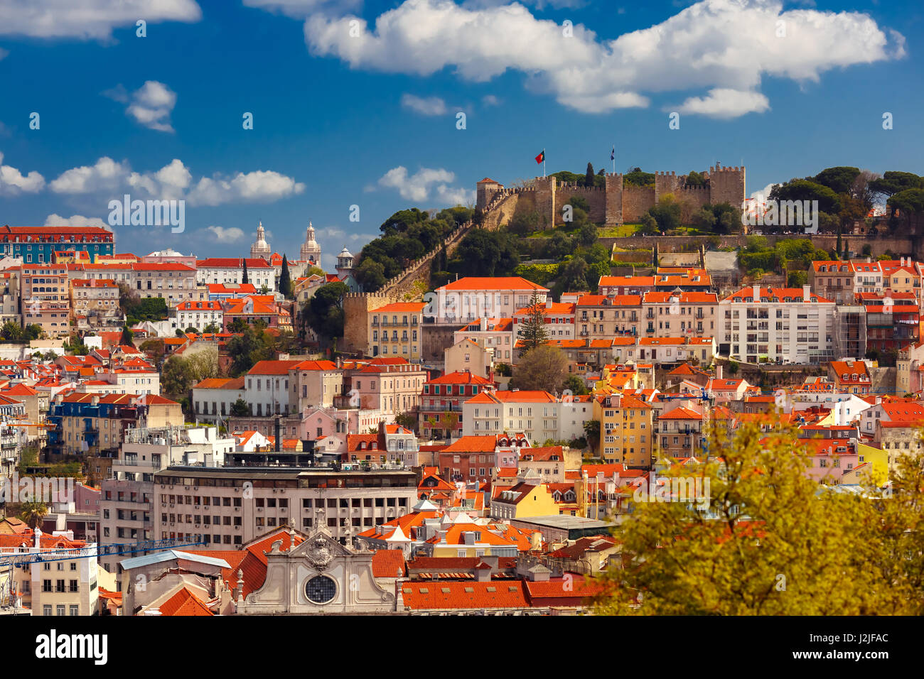 Il centro storico di Lisbona sulla giornata di sole, Portogallo Foto Stock