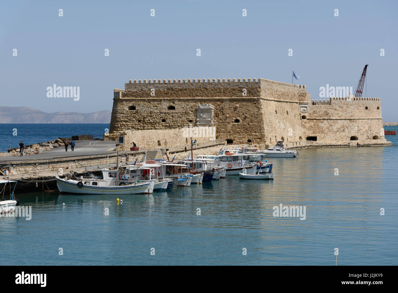 La fortezza veneziana di Rocca al Mare, Heraklion, la più grande città e la capitale amministrativa dell'isola di Creta. È la quarta più grande ci Foto Stock