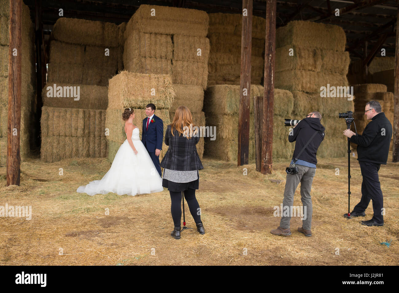 Videografi di nozze con telecamere Foto Stock