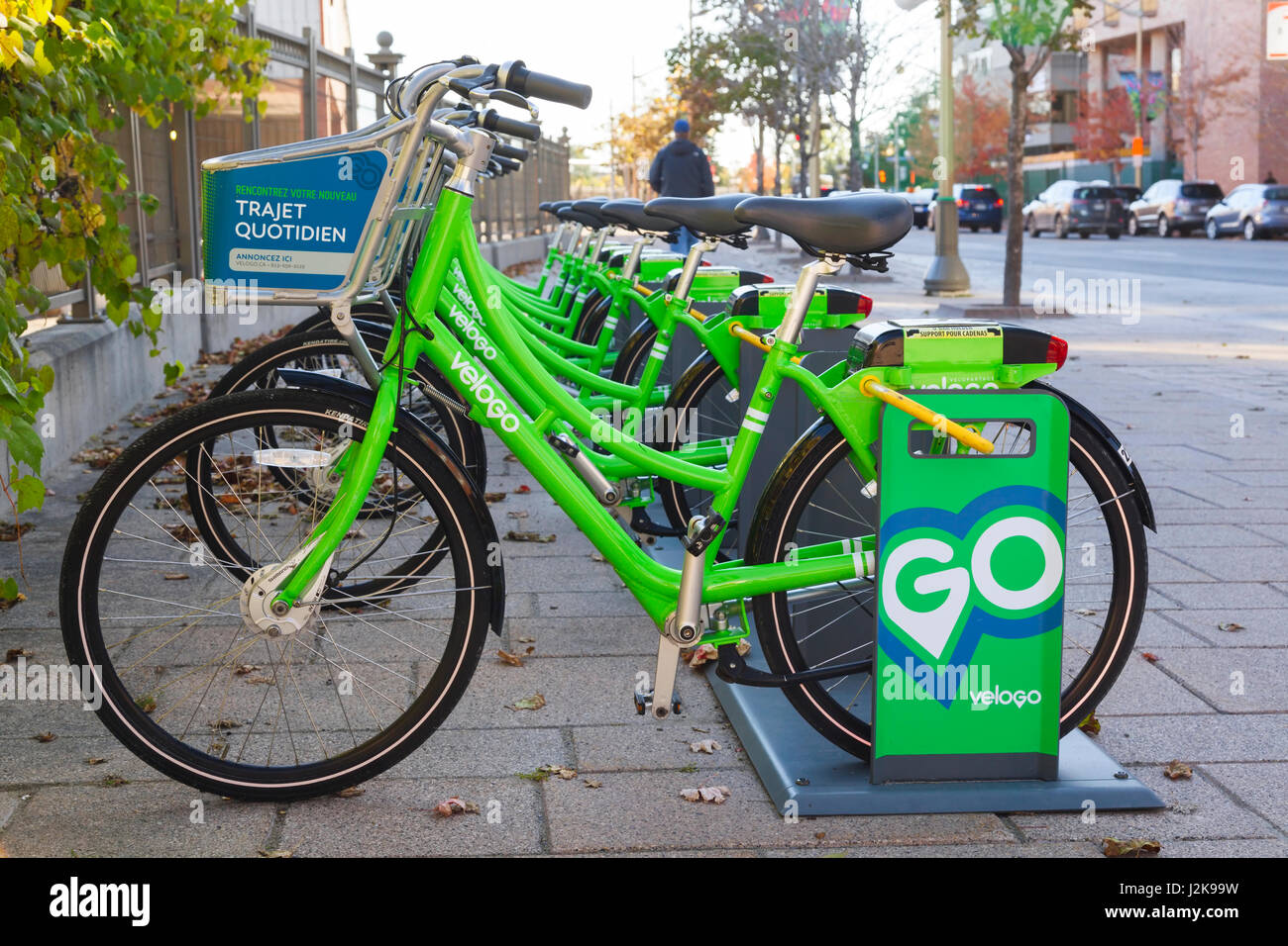 Velogo (bici condividi) biciclette in Hull, Gatineau, Quebec, Canada. Foto Stock