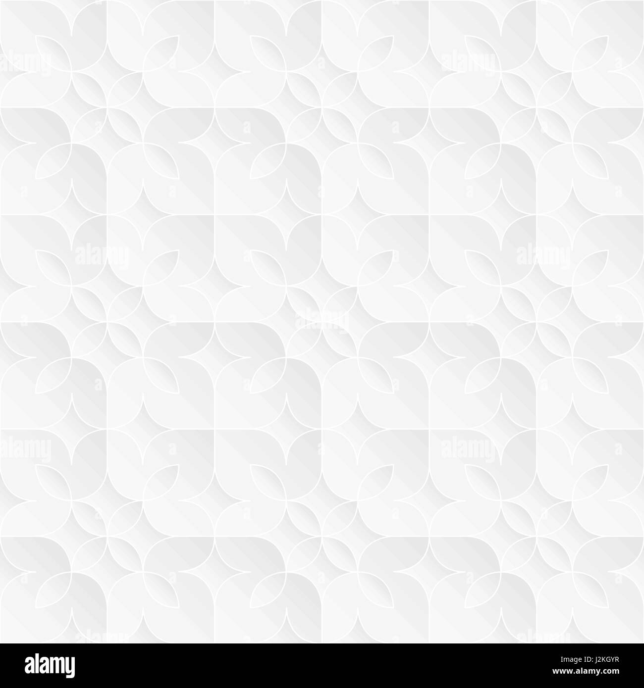 Bianco neutro texture. Decorative sfondo floreale con 3d a mosaico effetto della carta. Vector seamless modello ripetitivo. Illustrazione Vettoriale