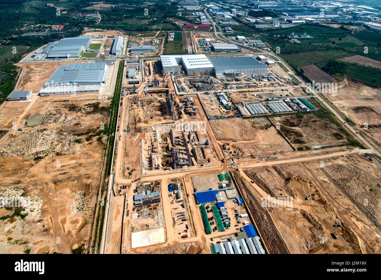 Industrial Estate terreno di sviluppo e di costruzione zona residenziale vista aerea Foto Stock