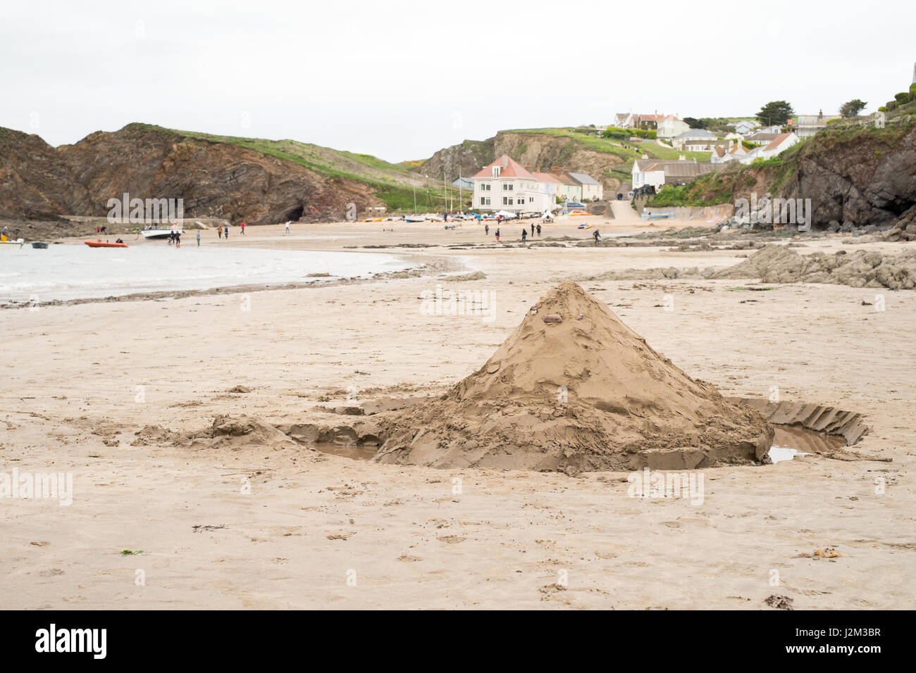 Sandcastle sulla speranza Cove Beach, South Devon, Inghilterra, Regno Unito. Foto Stock