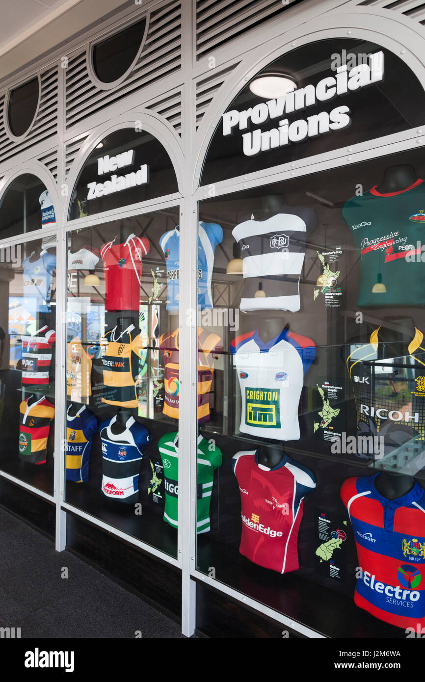 Nuova Zelanda, Isola del nord di Palmerston North, Nuova Zelanda Rugby Museum, il display interno Foto Stock