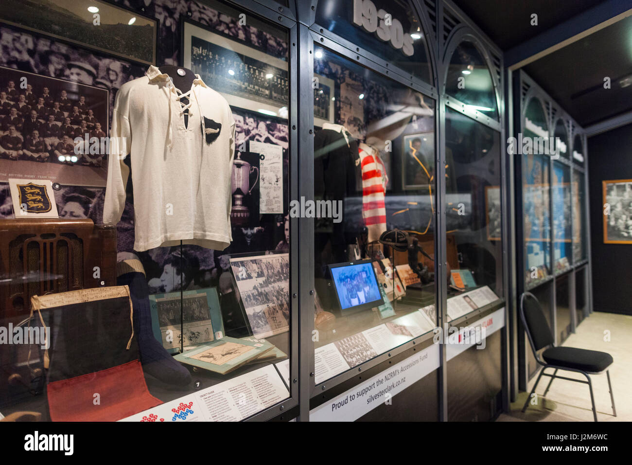 Nuova Zelanda, Isola del nord di Palmerston North, Nuova Zelanda Rugby Museum, il display interno Foto Stock