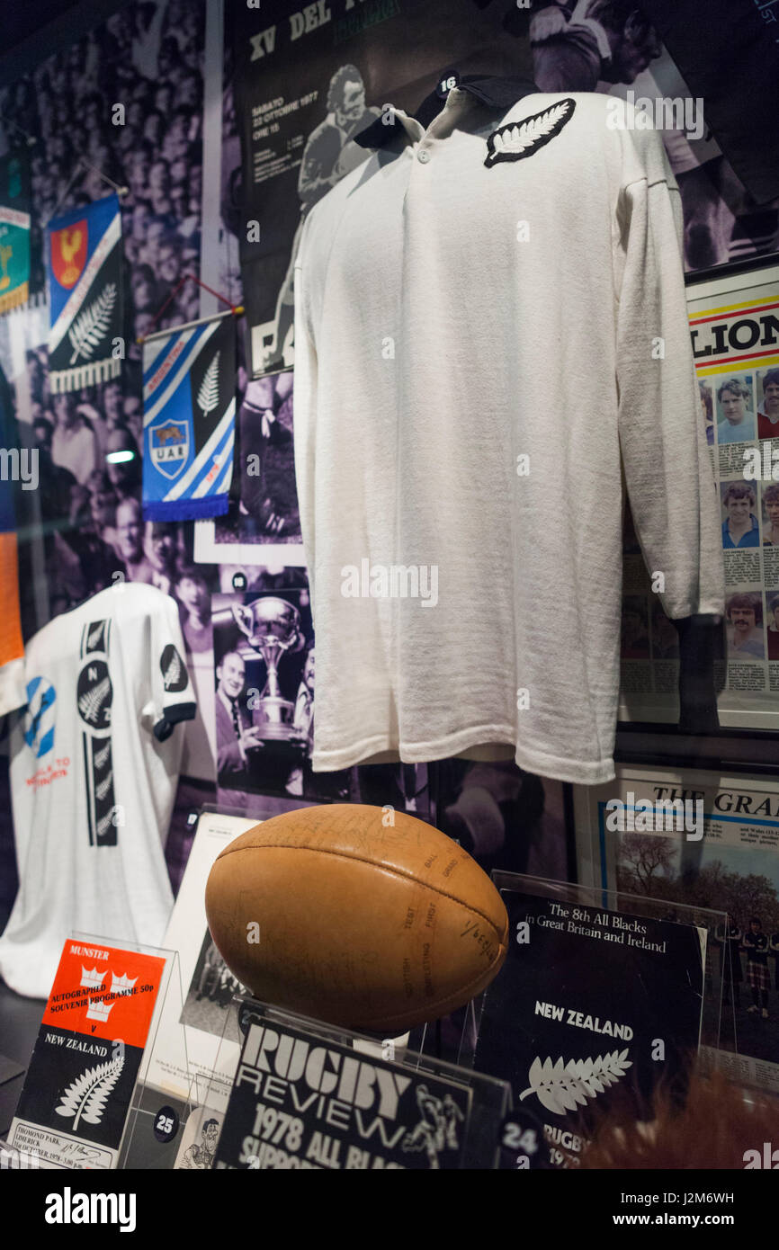 Nuova Zelanda, Isola del nord di Palmerston North, Nuova Zelanda Rugby Museum, il display interno Foto Stock
