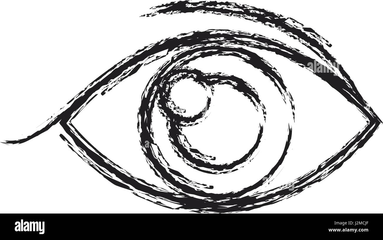 Occhio umano visione ottica look schizzo design Illustrazione Vettoriale