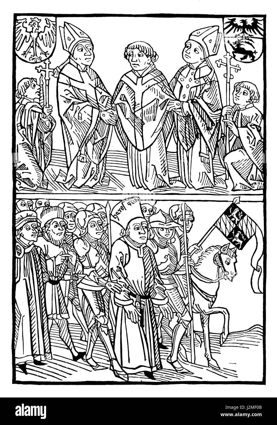 Jan Hus , Ceco sacerdote fondatore di Hussitism condannato per eresia in Costanza consiglio di andare a essere bruciato sul rogo nel 1415 Foto Stock