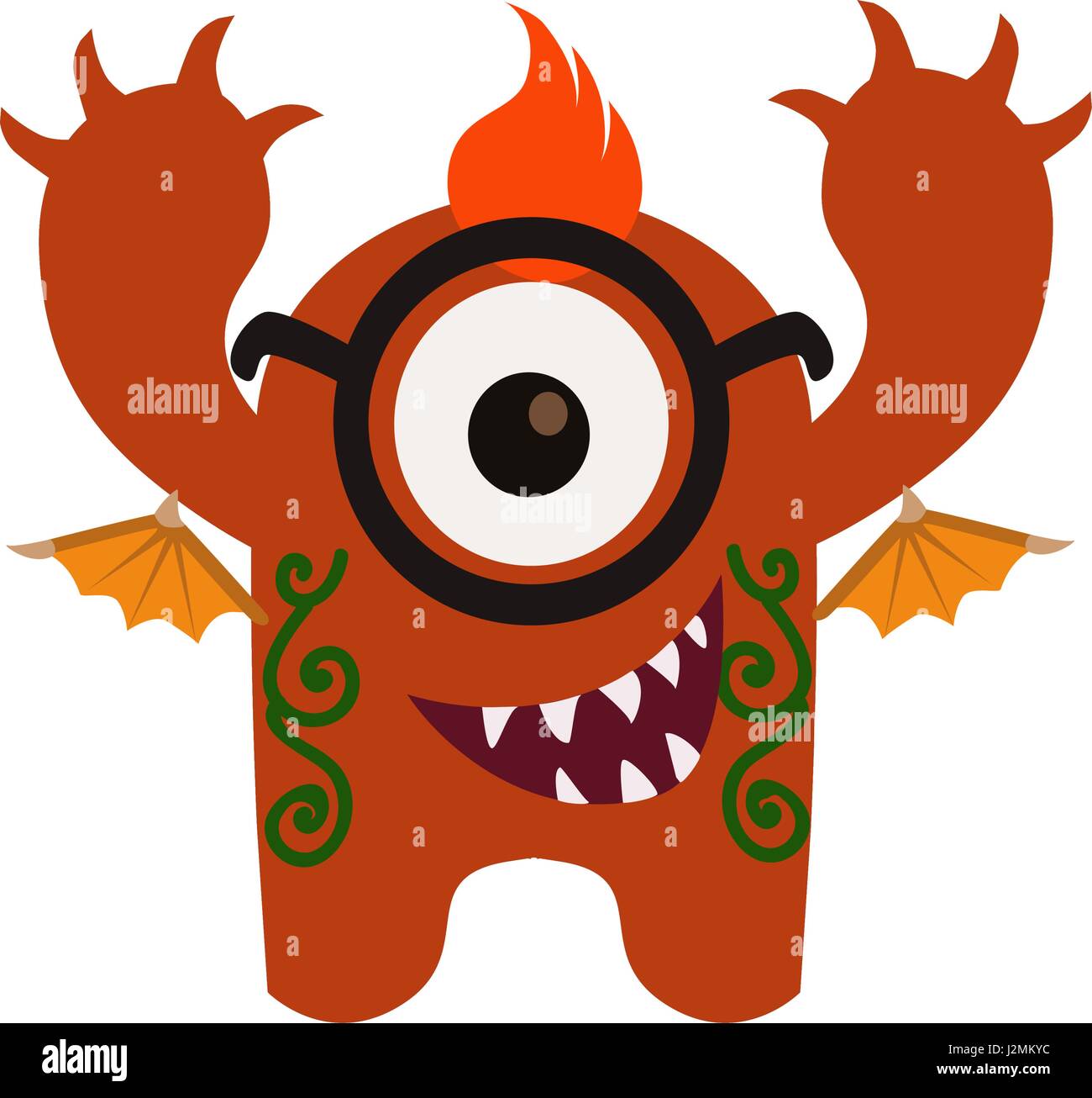 Carino e divertente Monster Avatar - Cartoni animati di carattere nel vettore di Piana Illustrazione Vettoriale