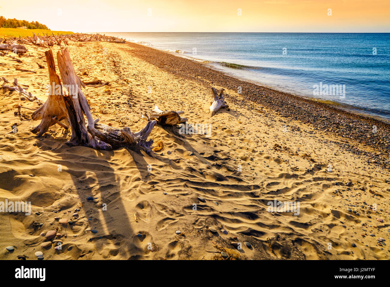 Spiaggia sul Lago Superiore nel punto di coregoni, Michigan, Penisola Superiore Foto Stock