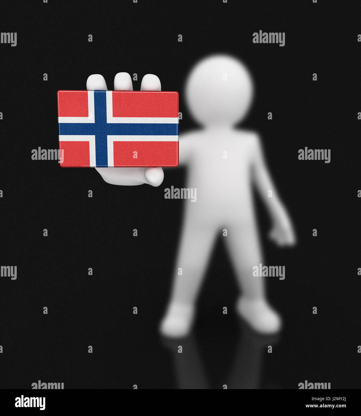 Uomo e bandiera norvegese. Immagine con tracciato di ritaglio Foto Stock