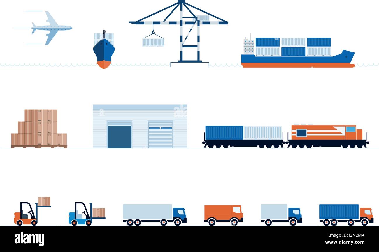 Il vettore di trasporto globali di consegna e raccolta di simbolo. Illustrazione Vettoriale