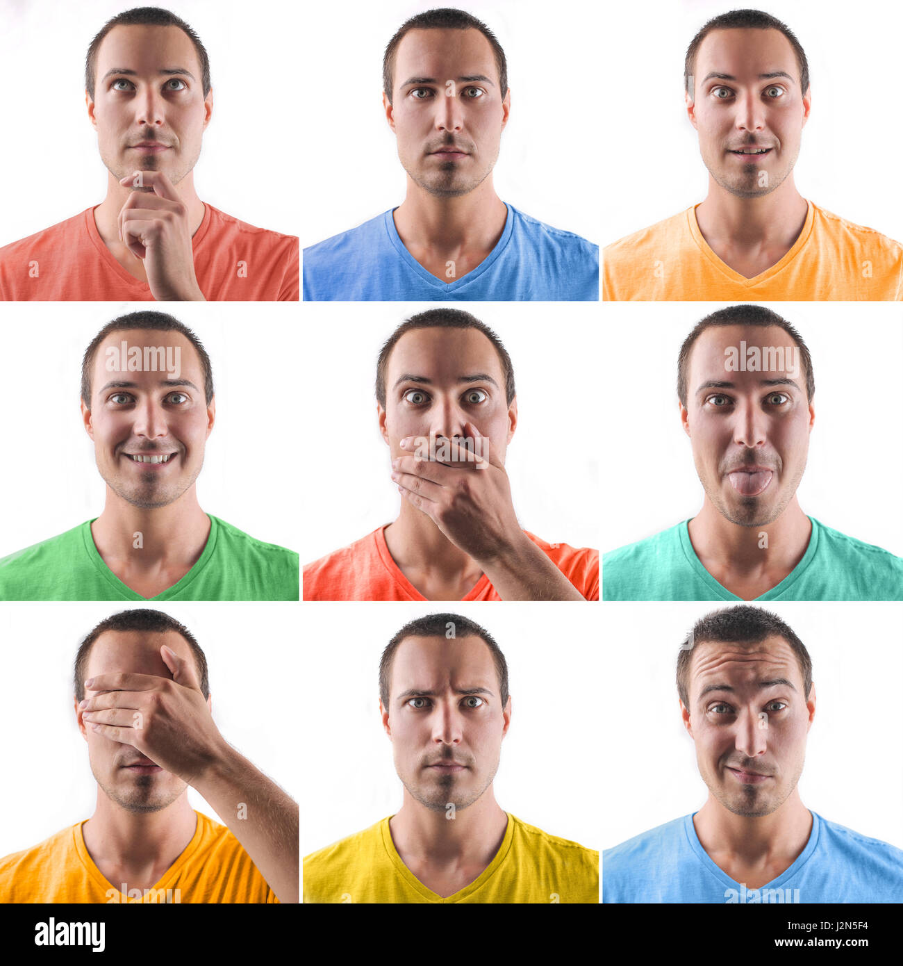 Collage di uomo in diverse camicie Foto Stock