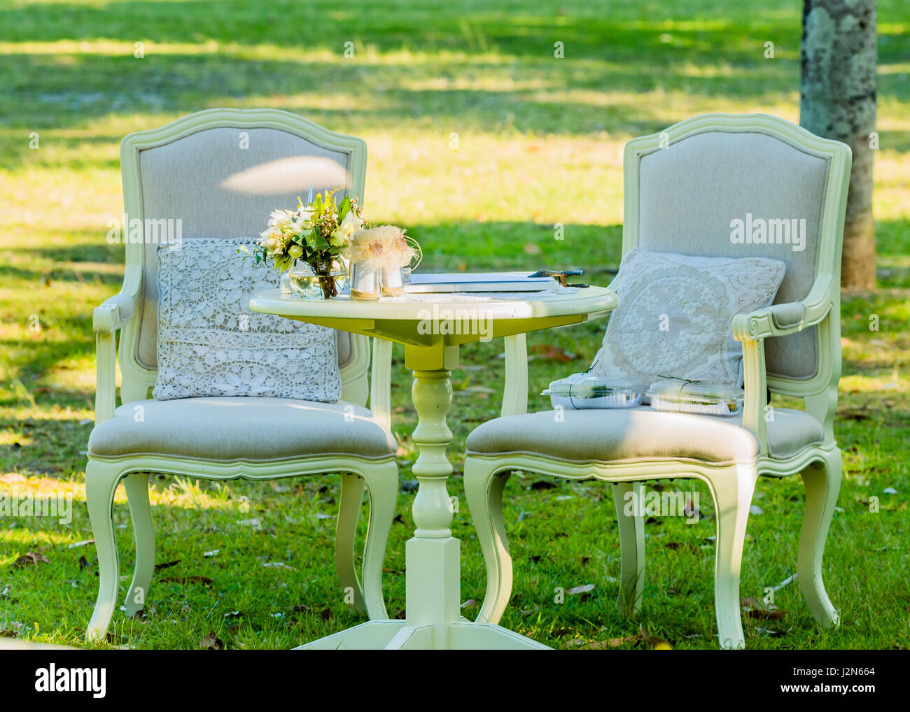 Outdoor decorazioni per matrimoni a Noosa, Queensland, Australia Foto Stock