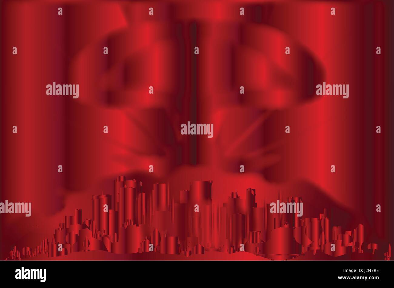 Un rosso idrogeno bomba in una città moderna come sfondo Illustrazione Vettoriale
