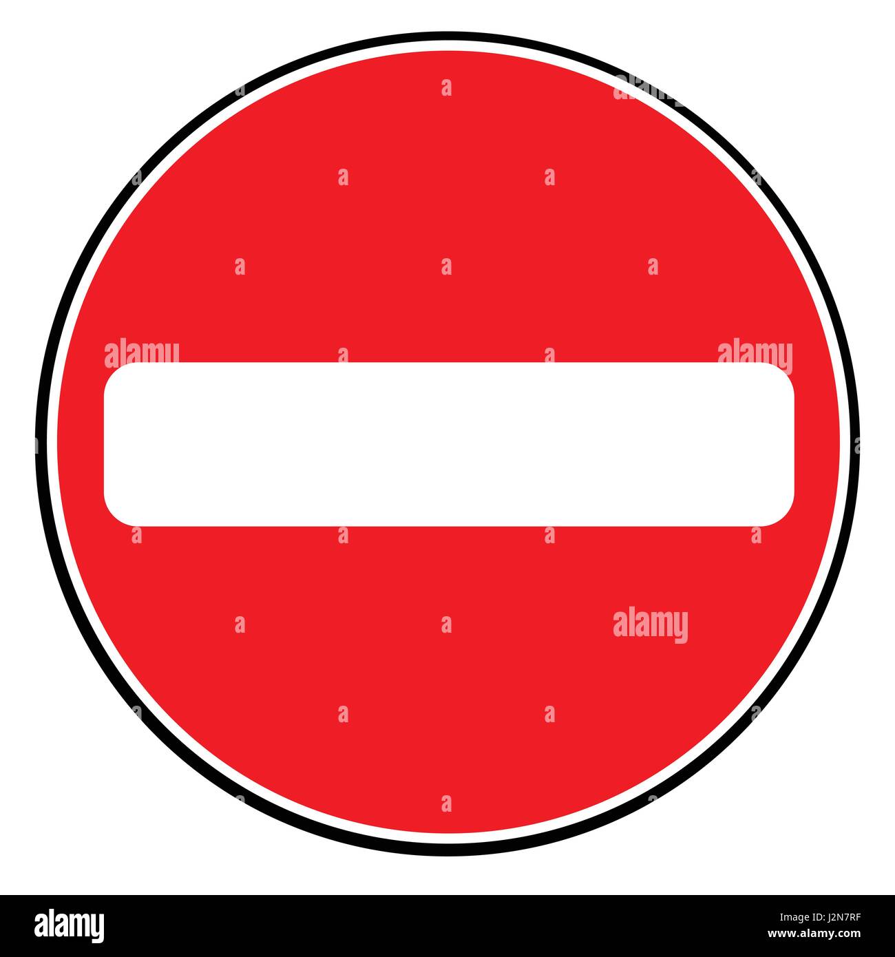 Una grande rotonda rossa del traffico voce di non firmare su bianco Illustrazione Vettoriale