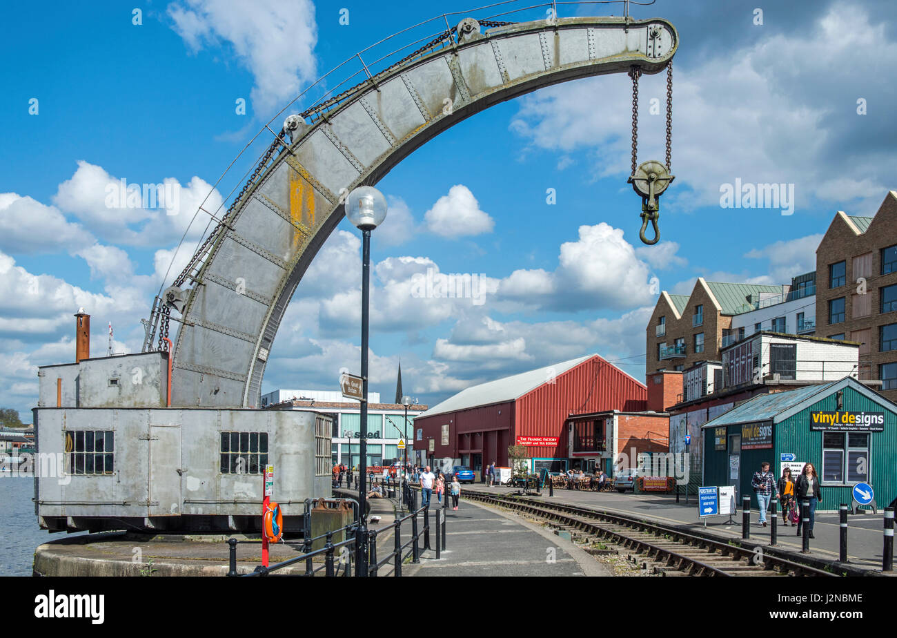 Vecchio 35 Ton gru sul Bristol Floating Harbour Foto Stock